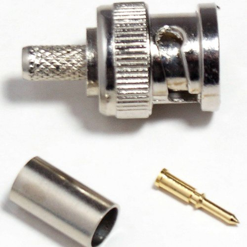 QTY 100 - BNC Male Plug Crimp Connector - CCTV Coaxial Cable RG59 - RG62,URM70