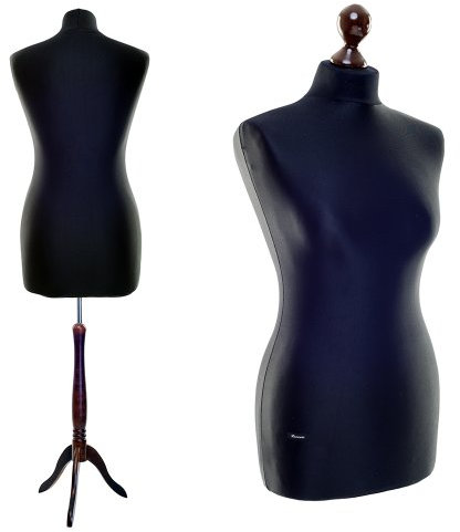LUCCESI | Schneiderpuppe | zum Probierpreis! | Size S - XL (weiblich / Female / ♀) | Torso S (34-36) | Wechselbezug schwarz | Standfuss wenge (kolonial) | Damen - Schaufensterpuppe