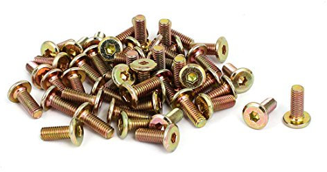 sourcing map 50Stk M6x15mm flach Innensechskant Kopf Hexagon Möbel Schrauben Stecker Fastener de