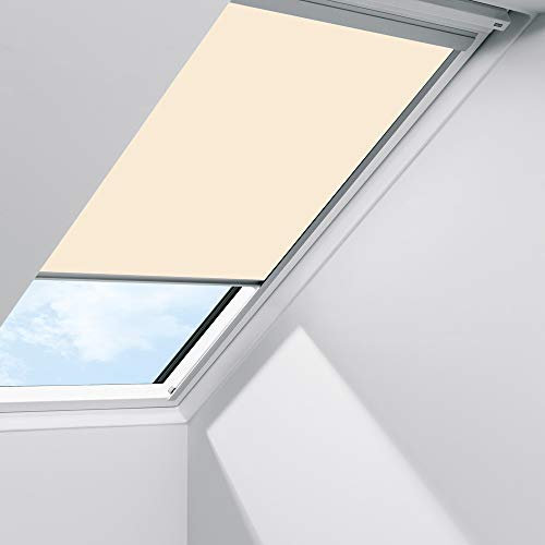 Original VELUX Standard Sichtschutz Rollo RFL P06 / 406 1086S Dekor Uni Beige passgenau für GGL GPL GHL P06 / 406 mit Aluminium Führungsschienen