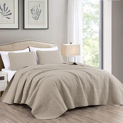 Chezmoi Collection Austin 3 Oversize Tagesdecke Decke Set (King Size, Elfenbeinfarben)