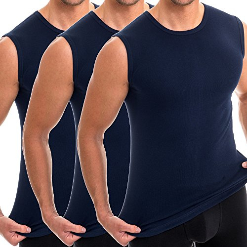 HERMKO 3040 3er Pack Herren Tank Top Unterhemd mit Rundhals-Ausschnitt aus 100% Bio-Baumwolle