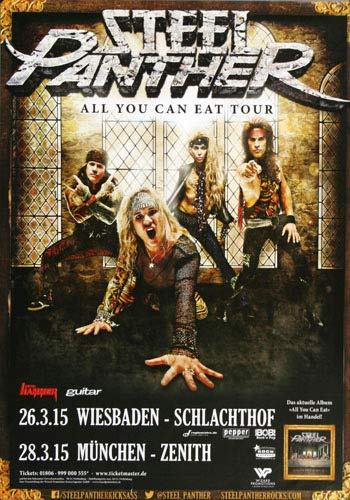 Steel Panther - All You Can Eat, Wiesbaden & Köln 2015 » Konzertplakat/Premium Poster | Live Konzert Veranstaltung | DIN A1 «