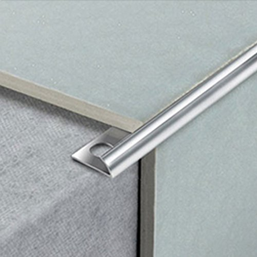 Tile Trim 8mm x 10 Lengths Aluminium Chrome Round Edge Heavy Duty 2.44m Long Used for Bathroom, Kitchen & Tiling