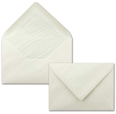 25 Briefumschläge Natur-Weiß - DIN C6 - gefüttert mit weißem Seidenpapier - 90 g/m² - 11,4 x 16,2 cm - Nassklebung - NEUSER PAPIER