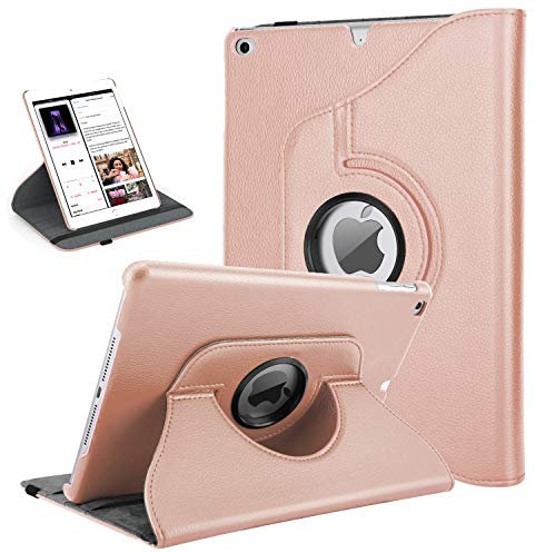TiMOVO Hülle Geeignet für iPad 9.7 2018/2017, iPad Air 2, iPad Air - 360 Grad Drehung Schutzhülle Lederhülle Drehbar Ständer Auto Schlaf/Aufwach für Apple iPad 5/6th Gen/iPad Air 1/2 - Rose Gold