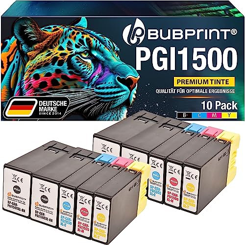 Bubprint 10 Druckerpatronen kompatibel als Ersatz für Canon PGI-1500XL für Maxify MB2000 MB2050 MB2100 MB2150 MB2155 MB2300 MB2350 MB2700 MB2750 MB2755 Multipack BK C M Y