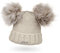 Neverless® gefütterte Damen Strickmütze mit Doppel-Fell-Bommel und Fleece Futter, Winter-Mütze, Bommelmütze beige