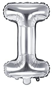 PartyDeco Folienballon Buchstabe I Silber-Geburtstag Hochzeit Jahrestag Folienballon Buchstabe I- Silber Größe ca. 35 cm Verlobung Silvesterparty Folienballon Hel Deko