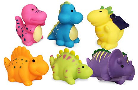 Badespielzeug,Dinosaurier Badespielzeug(6 PCS),Baby Soft Bath Time Spielzeug Badewanne Lernen Dinosaurier Badespielzeug und Badespielzeug für Kleinkinder