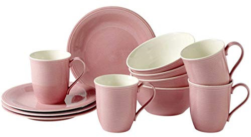like. by Villeroy & Boch Color Loop Rose Frühstücks-Set, Rose, 12-teilig