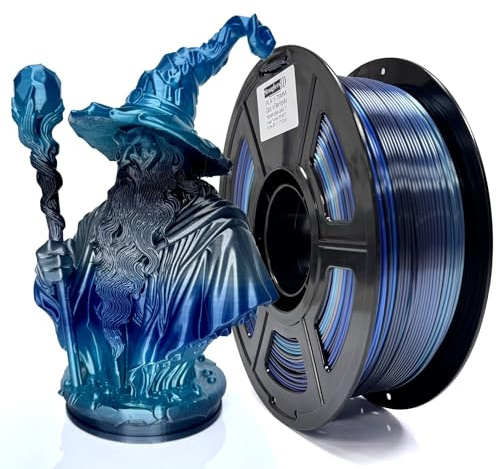 Stronghero3D PLA-Filament für 3D-Drucker, 1,75 mm, Seide-Silber, Galaxie-Blau, Genauigkeit +/-0,05 mm, Nettogewicht 1 kg, für Ender3, Cr10