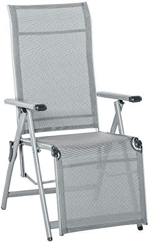 Outsunny Chaise Longue Pliable transat Bain de Soleil Fauteuil Relax Jardin avec Dossier & Repose-Pied réglable Multi-Positions, métal époxy textilène, Gris