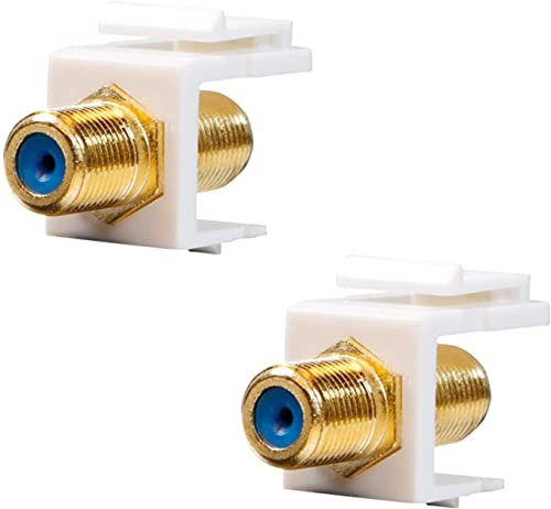 2 Pack Koax Keystone Jack Insert, RG6 Keystone Jack 3 GHz vergoldete F Typ Koaxial Keystone Stecker