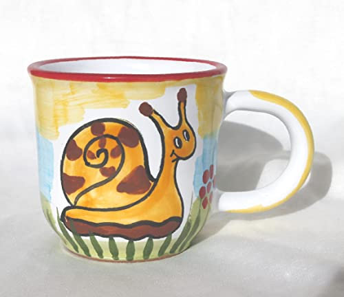 Tasse Kindertasse klein Schnecke Keramik bunt bemalt
