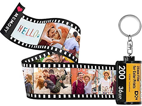 Megei Personalised Keychain with Photo 10/15/20 Pcs, Colorful Picture and Text Custom Camera Roll Film Keyring Christmas Holiday Birthday for Woman Dad Mom