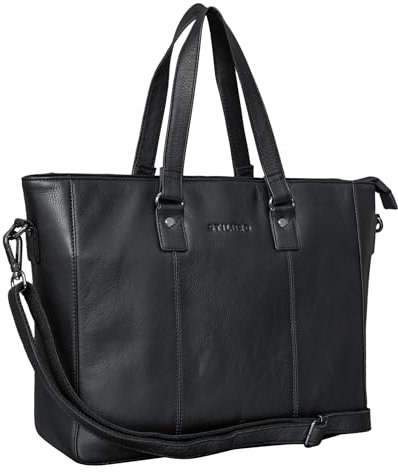 STILORD Damen-Shopper aus Leder schwarz - Vintage Handtasche für Damen - Frauen-Schultertasche - 13,3 Zoll, perfekt für Laptop 'Emmeline'