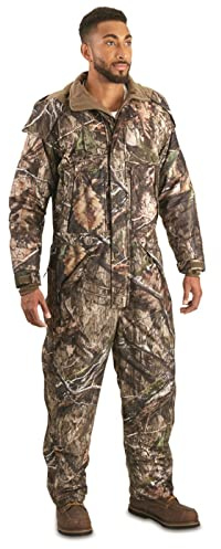 Guide Gear Men's Dry Waterproof Hunting Coveralls with Hood, Insulated Camo Hunt Overalls Mossy Oak DNA LARGE