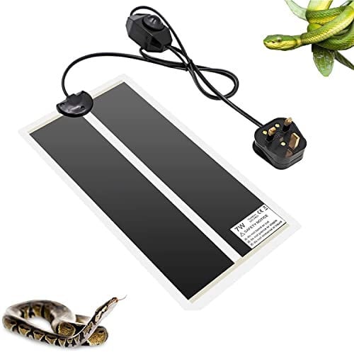 XIEHUZA Reptile Heating Mat with Temperature Adjustment, Waterproof Reptile Heat Pad Under Tank Terrarium Heater for Amphibians, Small Animals, Seeding (7W - 11 x 5.9 IN)