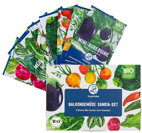 Plantura Bio-Balkongemüse Samen-Set, samenfest & Bio, 8 Mini-Sorten zum Snacken