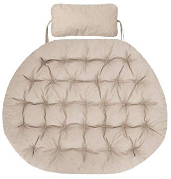Hängesessel Kissen, Polster, Auflage für Polyrattan & Rattan Hängeschaukel, Sitzauflage für Hängekorb mit Rückenkissen - Beige Ökoleinen