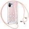 Vauki Handykette Hülle für Xiaomi 11 Lite 5G NE/Mi 11 Lite 4G/5G, Glitzer Handyhülle Band Silikon Stoßfest PC Case mit Glühen Necklace Schutzhülle mit Premium Kordel abnehmbar zum Umhängen, Rosa