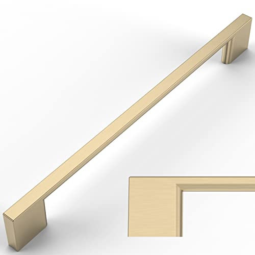 Amerdeco 6 Stück Möbelgriffe Gebürstetes Messing, 192mm Lochabstand, Zinc alloy Schubladengriffe & Schrankgriffe für Küchenschränke & Kleiderschränke UK0022