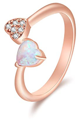 JIANGYUE Rosegold Opal Ring for Women, Plated Adjustable Rings - Thumb Rings for Women, Cubic Zirconia Ring Open Finger Rings for Jewelry Gift Birthday Gift for Mom Wife Girls