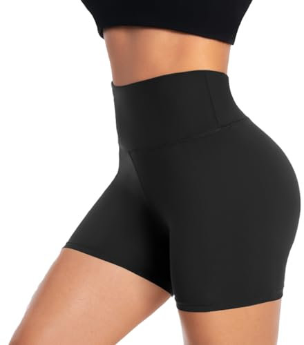 ACTINPUT Radlerhose Damen Kurze Shorts High Waist Sporthose Leggings Blickdicht Hotpants Unterhose Boxershorts Sommer(Schwarz,L-XL)
