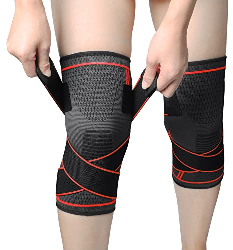 MILAIUN Rodilleras Menisco Y Ligamento, 2 Pack Rodilleras Crossfit para Hombres y Mujeres,Gym, Powerlifting, Baloncesto, Ciclismo, Tenis, Senderismo