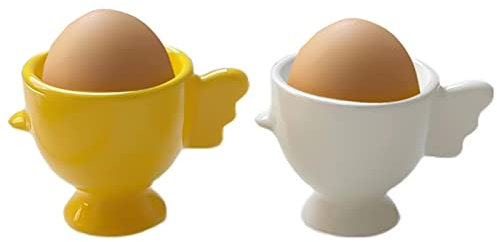 Tasse à Oeufs, Coquetier Ceramique, Coquetiers en Porcelaine, Supports à œufs, Coquetier Oeuf Coquetier Ceramique 2 pcs Forme de Poussin Doux Design Coquetiers Tasse Oeufs Petit Dejeuner Céramique