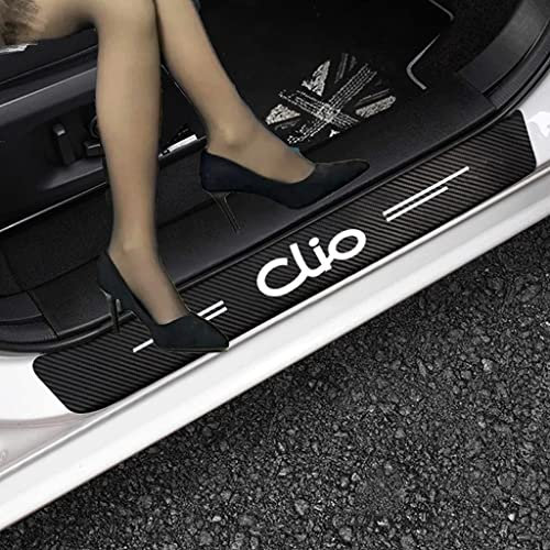 RIDGOEL 4Pcs Carbon Fiber Car Door Sill Protector for Renault Clio 2 3 4 5 MK2 MK3 MK4 Car Kick Plates Automobile Threshold Protection Sticker Welcome Pedal Decor Accessories White