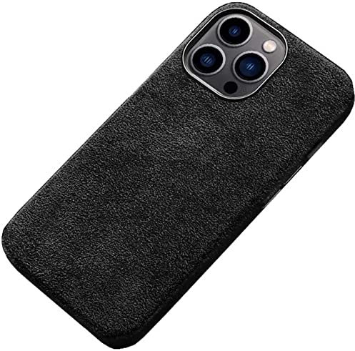 COOVS Schutzhülle aus Alcantara-Material für Apple iPhone 13 Pro Max (2021) 6,7 Zoll, luxuriöse vollständig verpackte Handyhülle [Bildschirm- und Kameraschutz] (Farbe: Svart)