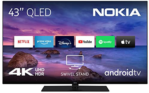 Nokia 43 Zoll (108cm) QLED 4K UHD Fernseher Smart Android TV (WLAN, HDR, Triple Tuner DVB-C/S2/T2, Netflix, YouTube, Prime Video, Disney+) - QN43GV315I - 2023