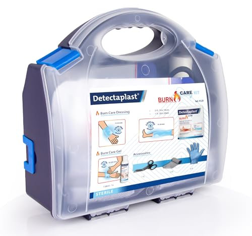 Detectaplast Verbrennungs Kit mit Brandwunden-Kompresse, Brand und Wundgel, Bandagen, Handschuhe, Schere - Sterile Hydrogel-Kompressen & Brandsalbe für Verbrennungen - Brandwunden Set