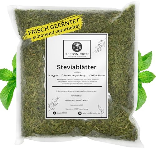 Steviablätter zuckerfreie Süße 1000g •  Zuckerersatz • Erste Wahl • intensiver Geschmack • HerbsnRoots