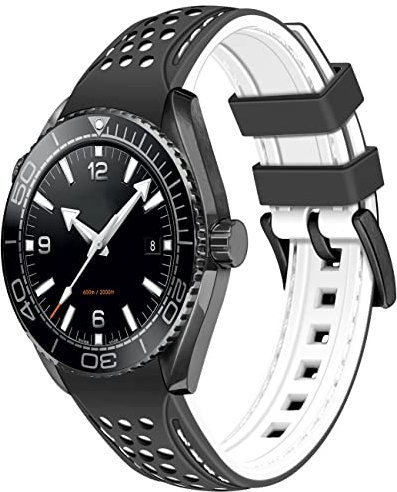 YISIWERA Durable Rally Racing Two Tone Curved Ends Rubber Silicone Watch Bands 20mm 22mm Universal Stitch Watch Strap for Men Women Stainless Steel Buckle YSRUTONE2022