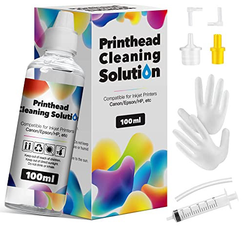 HALLOLUX 100ML Printhead Cleaner, Nozzle Cleaner, Printhead Cleaning Kit for HP, Canon, Epson, Brother, Lexmark for Cleaning All Inkjet Printer Printheads