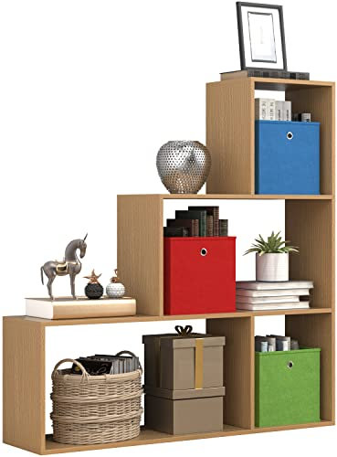 VCM Holz Stand Treppenregal Stufenregal Standregal Raumteiler Bücherregal Dubila M