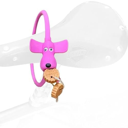 TentHome Kabelschloss Fahrrad Leicht Fahrradschloss Kinder Sicherheitsschloss Erwachsene Roller Schloss Silikon mit Schlüssel Hund-Schlosskopf Fahrradzubehör für Scooter Fahrrad Ebike Babywagen rosa