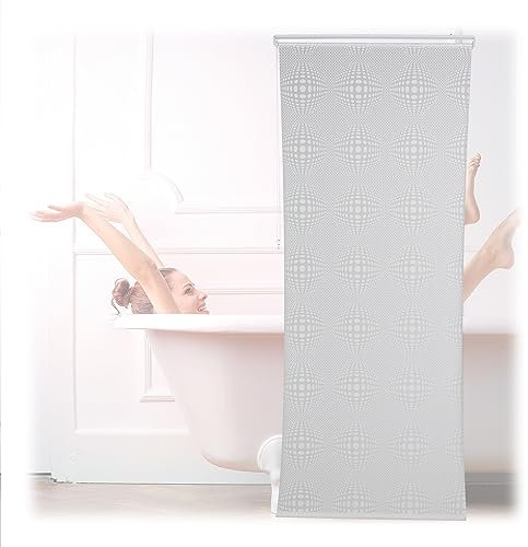 Relaxdays Store de Douche, Semi-Transparent, Rideau de Baignoire, Salle de Bains, L x H : 100 x 240 cm, Hydrofuge, Blanc