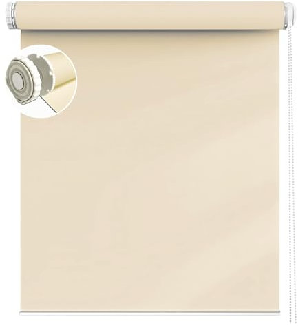 Blickdicht Sonnenschutz Jalousie 85 x 60 cm Blickdicht, Sichtschutz, Blendschutz Verdunkelungsrollo Rollos mit Kette, für Wohnzimmer, Schlafzimmer, Beige