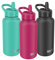 SHO Stainless Steel Guzzler Water Bottle with Straw Lid - Leakproof, Dishwasher Safe, BPA Free, No Sweat, Vacuum Insulated Double Walled Metal Flask, 950ml & 1900ml - 24 Hours Cold (Raspberry, 950ml)
