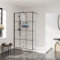 Aquariss 1000mm Walk in Wet Room Shower Enclosure 8mm Clear with Grid Easy Clean Glass Screen Panel with 300mm Return Panel Black Framed