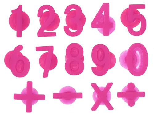 sourcing map 14Pcs Wine Glass Charm, Silicone Wine Glass Markers Drink Markers with Suction Cup, Wine Glass Identifier for Champagne Flute Cocktails Rose Red (Number 0-9/ Math Symbols)