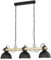 EGLO Pendellampe Lubenham, 3 flammige Vintage Pendelleuchte im Industrial Design, Retro Hängelampe aus Stahl und Holz, Farbe Schwarz, braun, Fassung E27, FSC Zertifiziert