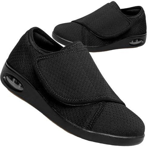 Aocase Chaussures Large et Confortable pour Pieds Gonflés Chaussure Femme Sneakers Chaussures Orthopediques Legere sans Lacets Tennis Confort Outdoor Sport,Noir,40/250mm
