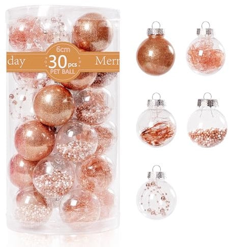 Weihnachtskugeln Roségold 30 Stück Christbaumkugeln 6 cm für Weihnachten – Bruchsichere Weihnachtsbaumkugeln aus Plastik für Weihnachtsbäume und Festliche Deko – Ideal für Baum, Tischdeko und DIY