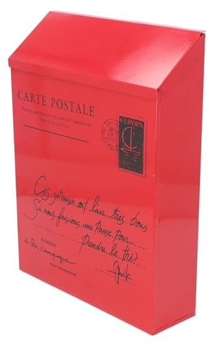 Wandmontierter Briefkasten aus Eisen, Außenbriefkästen mit Schloss, abschließbarer Briefkasten, wandmontierter Vorschlagskasten mit 2 Schlüsseln, 3 Haken für kleine Briefe zu (Kleinbuchstaben in Rot)