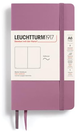 LEUCHTTURM1917 372375 Notizbuch Pocket A6, Softcover Schreibbuch, 123 nummerierte Seiten, Dusty Rose, blanko